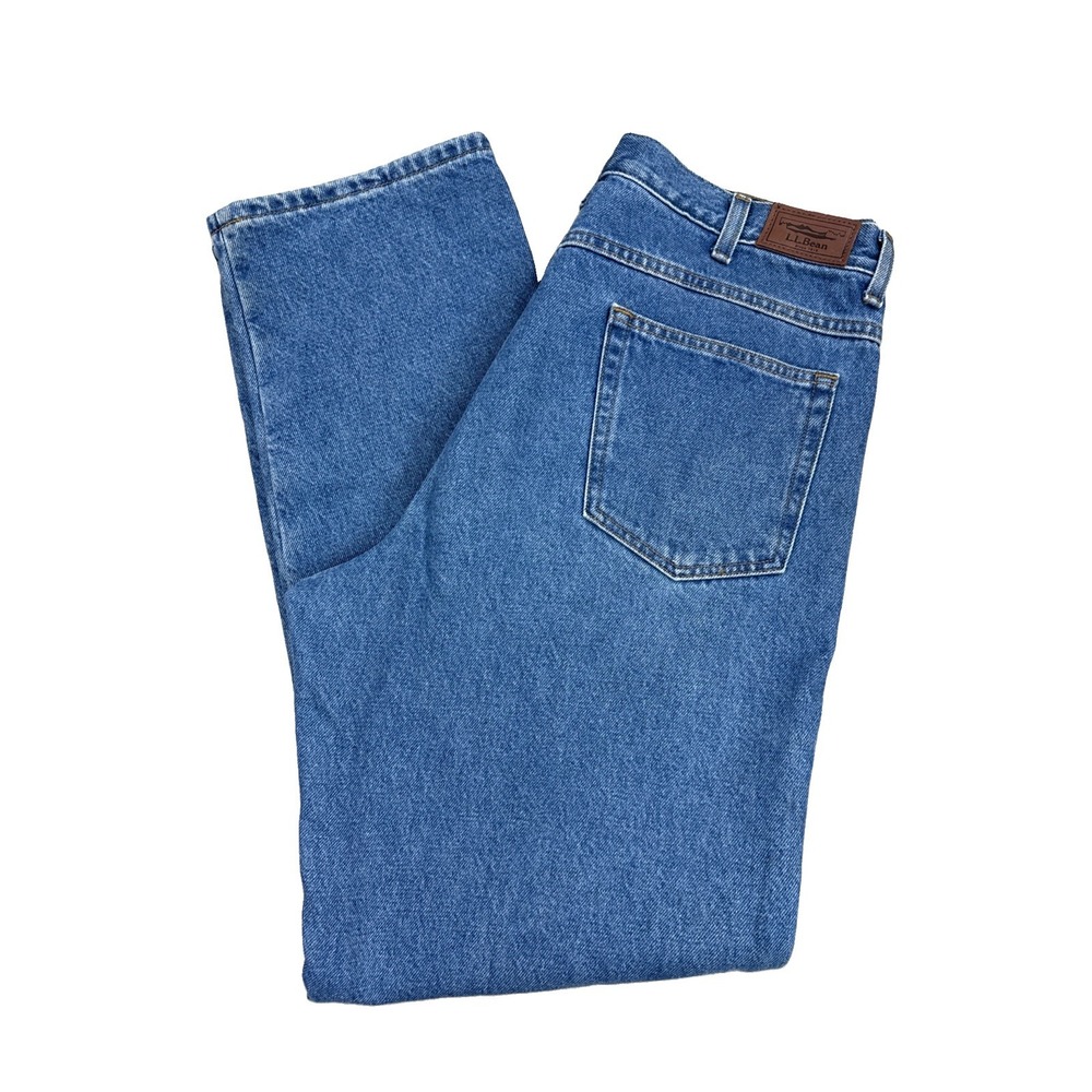 L. L. Bean Jeans Men's 36X32 Flannel Lined Straight Leg Medium Wash Classic Fit